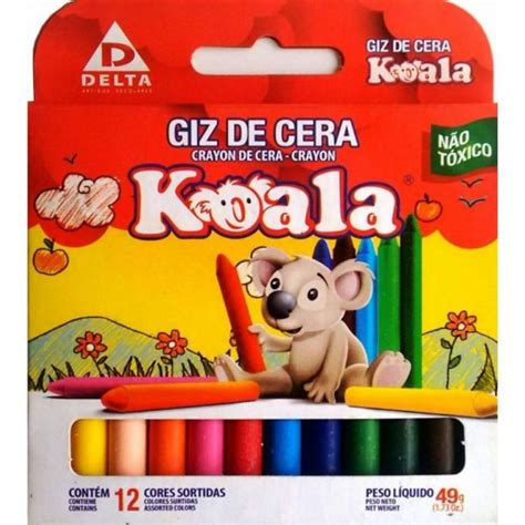 Giz De Cera Cores Koala Delta Universit Ria Papelaria Ltda