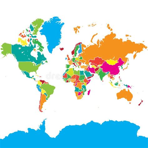 Vector World Map Colorful World Map With Countries Borders Detailed Map