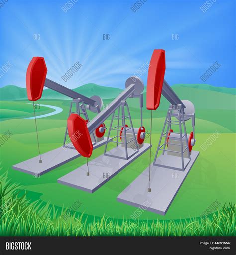 Oil Well Pumpjacks Vector & Photo (Free Trial) | Bigstock