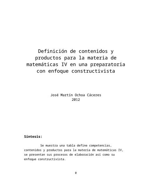 Docx Definici N De Contenidos Y Productos Para La Materia De