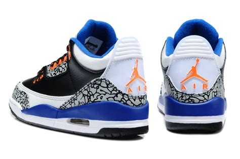 Original Newest Air Jordans 3 Retro Black White Blue Orange Kids Shoes