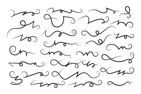 Curly Swirl Decorative Swishes Hand Drawn Calligraphy Lettering Ornate