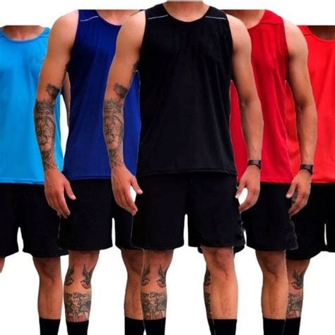 Kit Regata Shorts Masculino Estilo Dry Fit Treino Academia Futebol