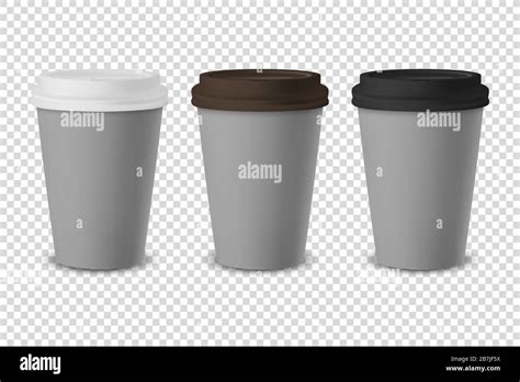 Vector 3d Gray Realistic Disposable Closed Paper Plastic Coffee Cup