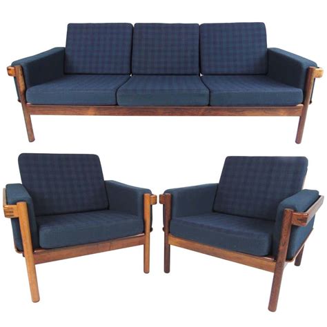 Scandinavian Modern Sofa With Wood Arms For Sale at 1stDibs