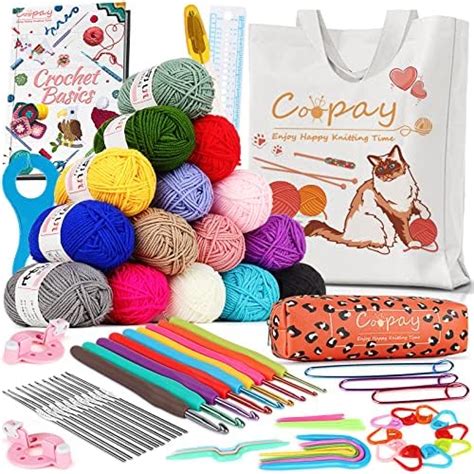 Coopay Crochet Kit Beginners Crochet Starter Kit With 15 Colors Yarn