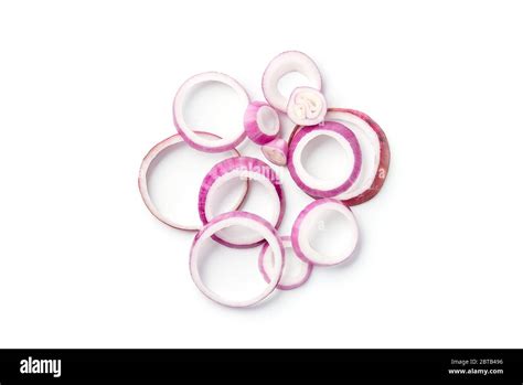 Sliced Red Onion Rings On White Background Stock Photo Alamy