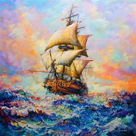 The Captain's Story — Original Ship painting on canvas by Leon Devenice Painting by Leon ...