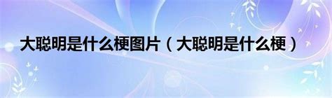 大聪明是什么梗图片（大聪明是什么梗）草根科学网