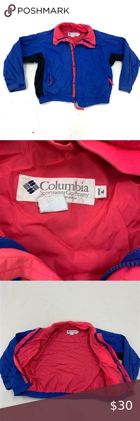 Vintage Colombia Color Block Xl Blue And Pink Color Block Zipper