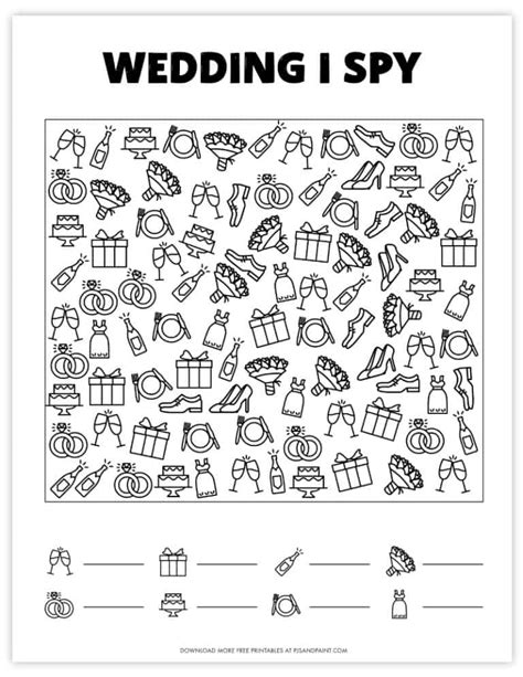 I Spy Wedding Game Template