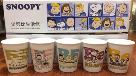 Snoopy 史努比生活館 史努比悅活五入陶瓷水杯組 白色 查理布朗 米格魯犬 舒爾茲 派克 裝飾 療癒 可愛 杯組 露天市集 全台最