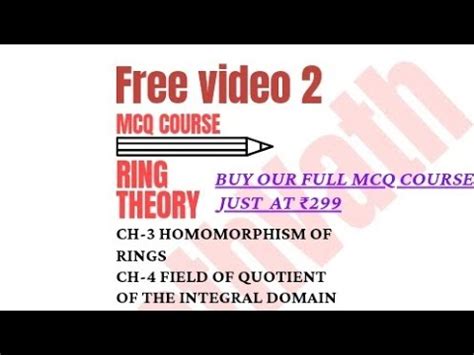 Mcq Of Ring Theory Mcq Of Homomorphism Bsc Th Semester Mcq Mcq