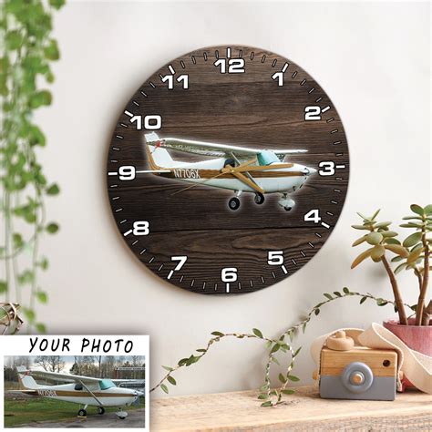 Personalized Photo Aircraft Pilot Wooden Wall Clock Kool Kool