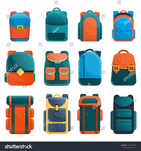 Backpacks Icons Set Vector Illustration Stock Vector Royalty Free