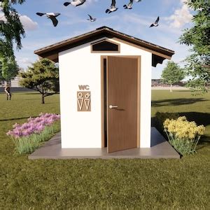 Outdoor Toilet Shed Plan, Outhouse Plan, Outdoor Water Closet DIY Plan ...