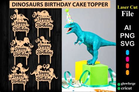 Dinosaurs Happy Birthday Topper Bundle Graphic By SVG HUB Creative