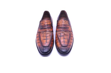 New Croc Handmade Leather Hand Patina Loafers Shoes Leather Dress Shoes