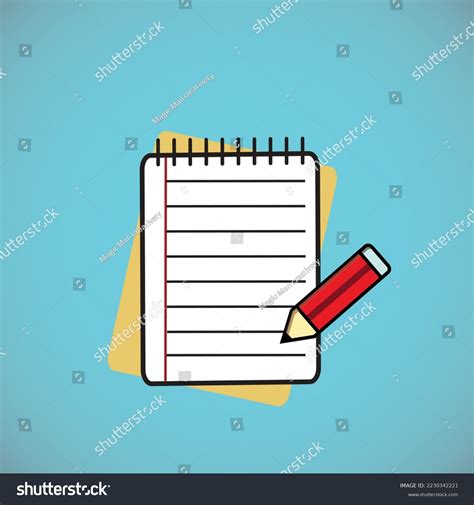 Lesson Pencil Notebook Icon Flat Illustration Stock Vector Royalty