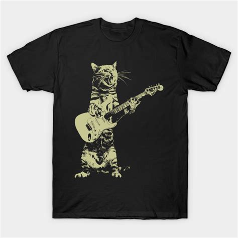 Funny Cat Playing Guitar Guitar T Shirt Teepublic