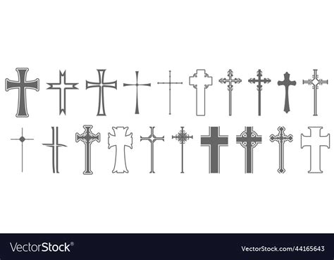 Christian Crosses Icons Collection Religion Vector Image