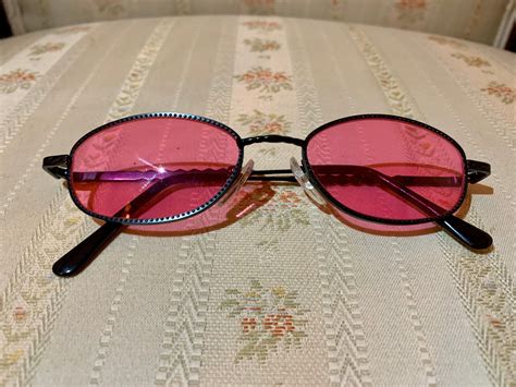 Vintage 90’s Black Braided Frame Rose Colored Sunglasses