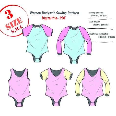 Women Bodysuit Sewing Pattern Pdf Bundle Of Models And Etsy