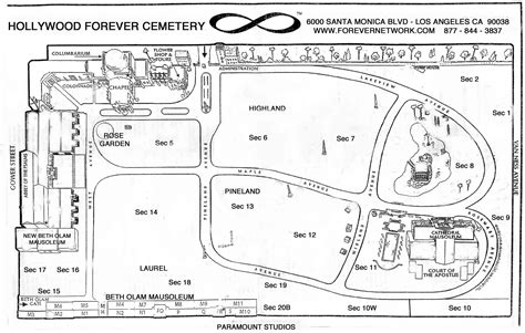 Map Of Hollywood Forever Cemetery