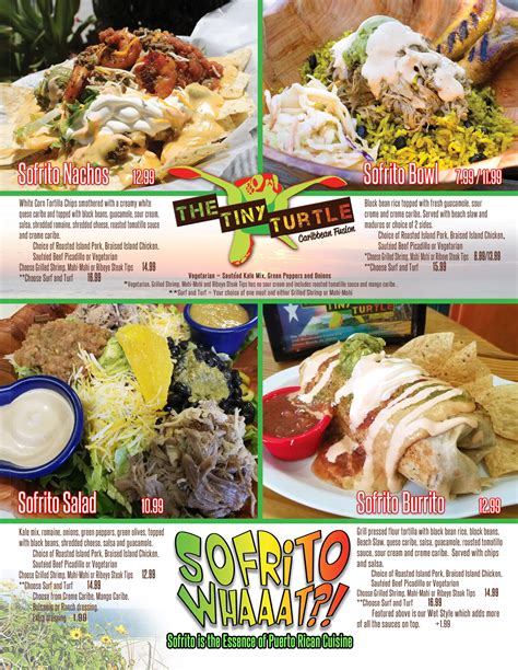 Menu at The Tiny Turtle restaurant, Cocoa Beach