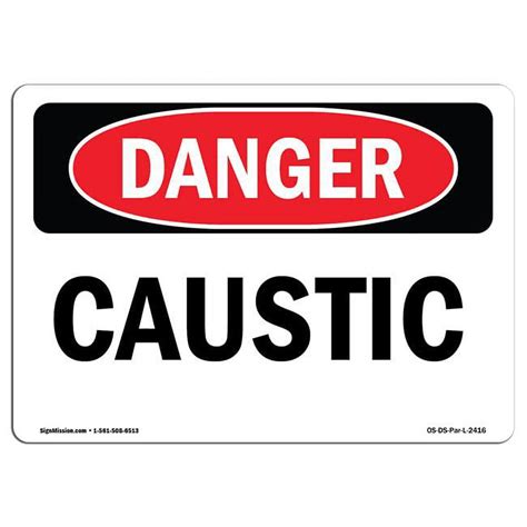 Danger Caustic Osha Decal Sign