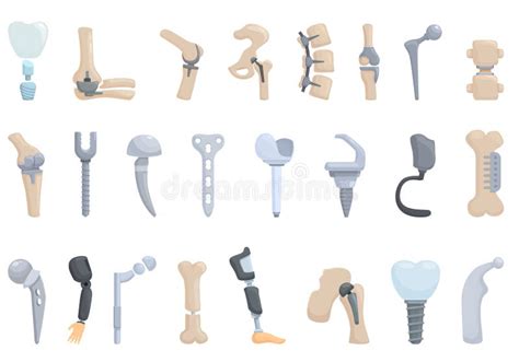 Orthopedic Implants Icons Set Cartoon Vector Hip Replacement Stock