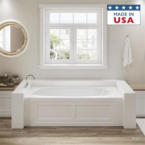 Jacuzzi Amiga 72 In White Acrylic Oval In Rectangle Left Hand Drain