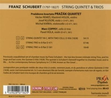 Franz Schubert String Quintet D String Quartet No Pra K