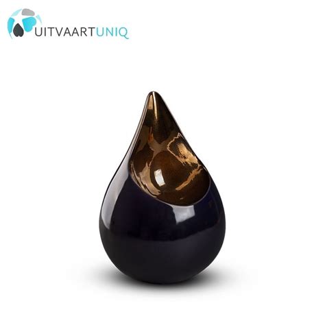 Teardrop Zwart Goud Mini Urn Keramiek Bij Uitvaartuniq Nl Uitvaartuniq