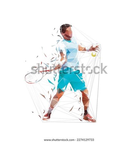 Tennis Player Forehand Shot Low Polygonal Stock Vector (Royalty Free ...