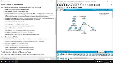 929 Packet Tracer Examine The Arp Table 1 Youtube