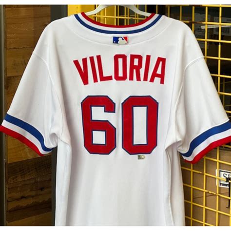 Meibrys Viloria Game-Used Texas Rangers 1972 Home White Jersey - WAS ...