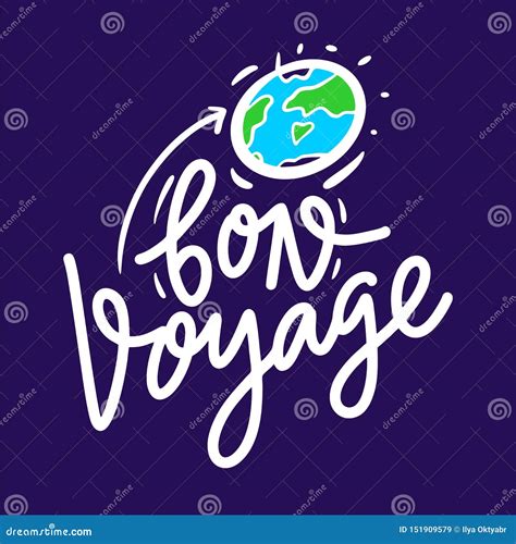 Bon Voyage Phrase Hand Drawn Vector Lettering Motivational Quote