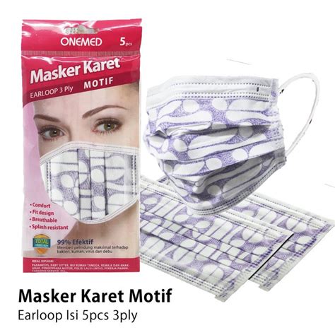 Jual Masker Medis 3ply Karet OneMed Motif Batik Isi 5pcs OPB Shopee