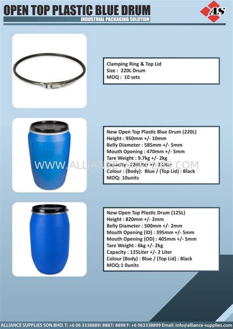 Open Top Plastic Blue Drum Open Top Plastic Blue Drum Storage And Workspace Industrial Packaging