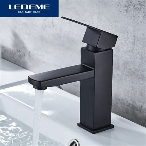 Ledeme Basin Faucet Black Spray Paint Bathroom Faucet Basin Mixer Hot