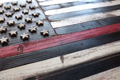 Thin Red Line Vintage Wood Flag Patriot Wood