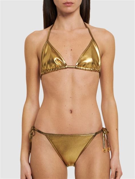 Metallischer Triangel Bikini Balmain Damen Luisaviaroma