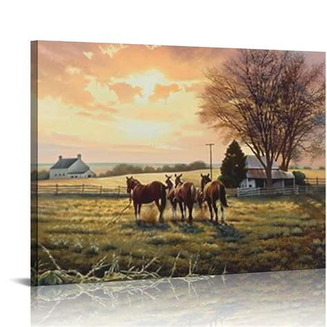 Gotuvs Farmhouse Wall Art Old Barn Truck Canvas Pictures Wall Art