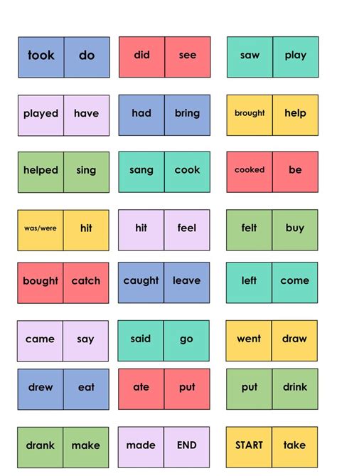 Domino Simple Past Regular And Irregular Verbs Unterrichtsmaterial