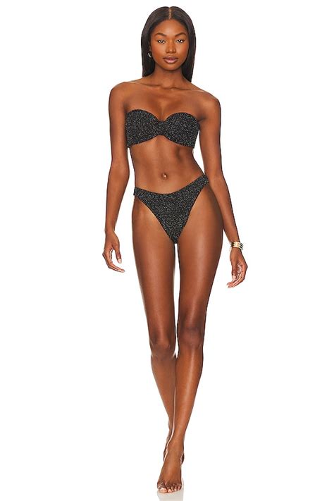 Hunza G Jean Bikini Set In Black Gold Lurex REVOLVE