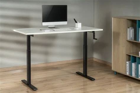 Floor Mount Ergomate Manual Sit Stand Desk Frame Black 80 Cm Or