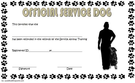 Service Dog Certificate Template