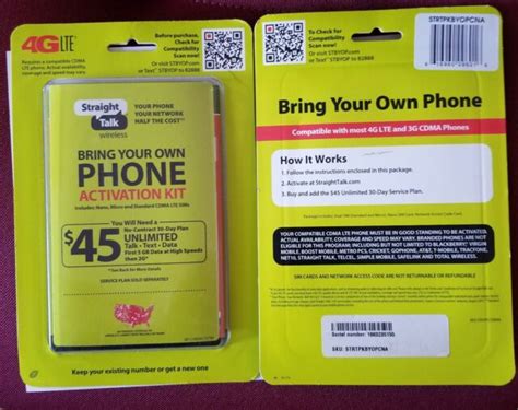 Straight Talk Sim Cards Verizon Network G Lte Activation Cdma Kit