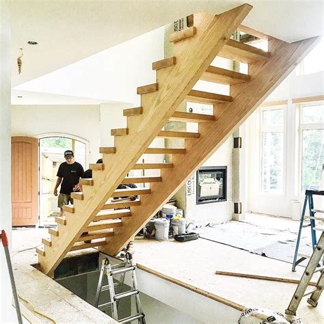 Stairhausincmassive Open Rise Open 2 Sides Self Support Red Oak